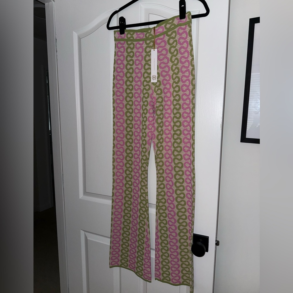 House of Harlow 1960 Pink and Green Knit Wide Leg Pants